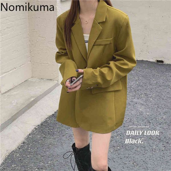 nomikuma single button vintage blazer women notched collar long sleeve casual jackets female solid color loose ropa mujer 210514, White;black
nomikuma single button vintage blazer women notched collar long sleeve casual jackets female solid color loose ropa mujer 210514, White;black