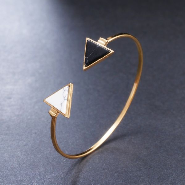 gold tone punk trendy white black triangle faux marbleized stone cuff bangle bracelet for women fashion jewelry
gold tone punk trendy white black triangle faux marbleized stone cuff bangle bracelet for women fashion jewelry