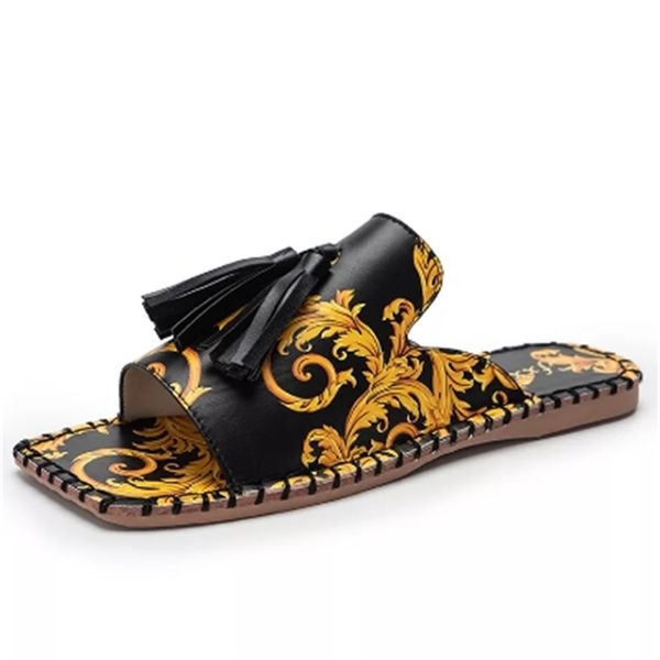 women's sandals fashion tassels summer shoes brand beach slides retro print for women flat slipper outdoor 211206, Black
women's sandals fashion tassels summer shoes brand beach slides retro print for women flat slipper outdoor 211206, Black
