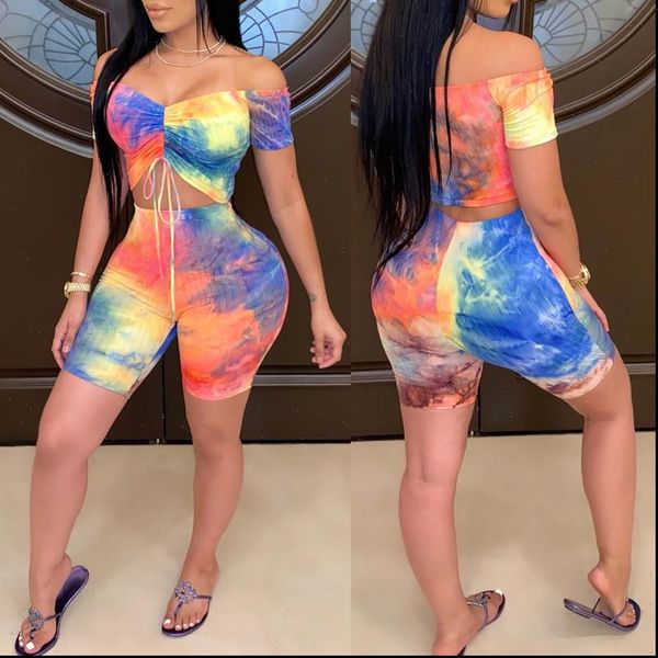 tie womens tracksuits dyeing print off shoulder slash neck 2pcs women lace up short sleeve t shirt crop high, Gray
tie womens tracksuits dyeing print off shoulder slash neck 2pcs women lace up short sleeve t shirt crop high, Gray