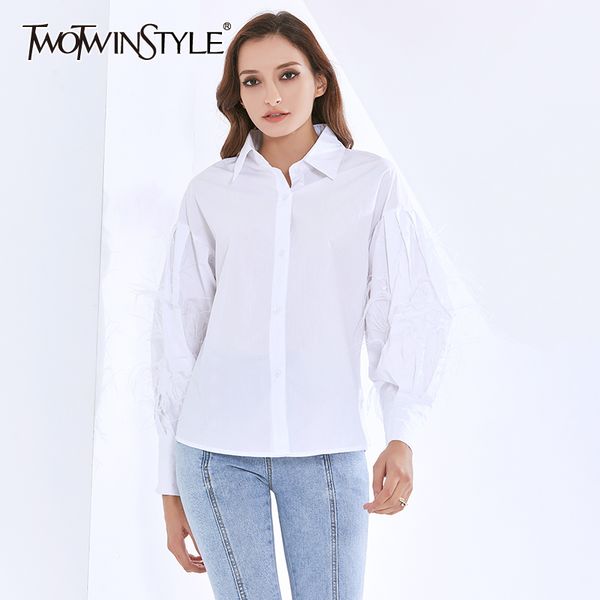 twotwinsyle white shirts for women lapel lantern long sleeve loose plus size patchwork feathers designer blouses female 210524
twotwinsyle white shirts for women lapel lantern long sleeve loose plus size patchwork feathers designer blouses female 210524