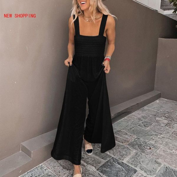 summer solid strap wide womens jumpsuit casual romper bib overalls loose cotton linen leg pants ladies jumpsuits 2021 women's & rompers, Black;white
summer solid strap wide womens jumpsuit casual romper bib overalls loose cotton linen leg pants ladies jumpsuits 2021 women's & rompers, Black;white