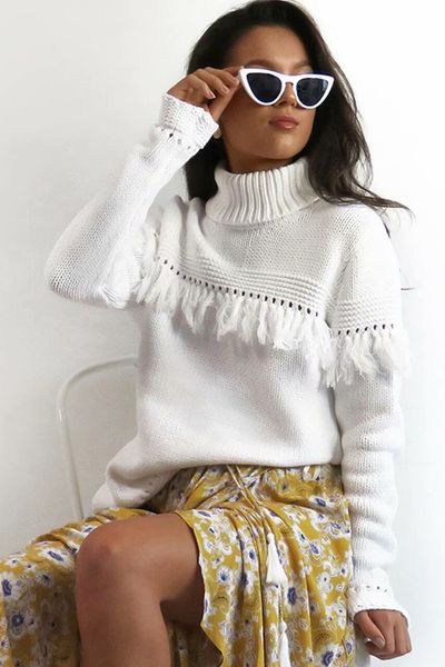women's sweaters 090624 white tassel fringe split sweater women hollow out turtle neck casual jumper winter clothes party pul, White;black
women's sweaters 090624 white tassel fringe split sweater women hollow out turtle neck casual jumper winter clothes party pul, White;black