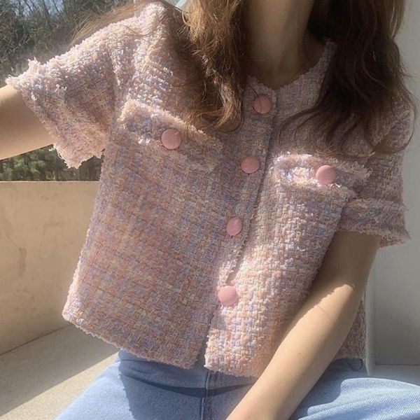 women's jackets korean style women fashion short sleeve sweet single breasted tweed summer office lady temperament jacket coat clothes, Black;brown
women's jackets korean style women fashion short sleeve sweet single breasted tweed summer office lady temperament jacket coat clothes, Black;brown