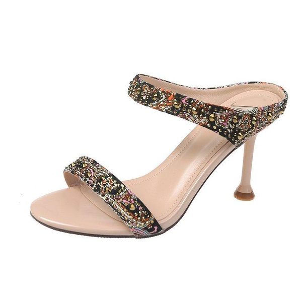 rhinestone sandals open-toe flip-flops shallow high heels fashion summer stiletto slippers, Black
rhinestone sandals open-toe flip-flops shallow high heels fashion summer stiletto slippers, Black