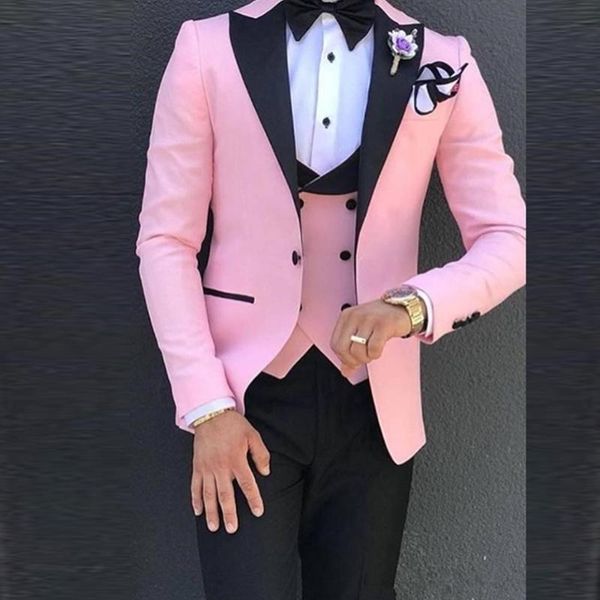 men's suits & blazers peaked spring/autumn black lapel pink men for wedding slim fit pants custom made groomsmen blazer coat+vest+trous, White;black
men's suits & blazers peaked spring/autumn black lapel pink men for wedding slim fit pants custom made groomsmen blazer coat+vest+trous, White;black