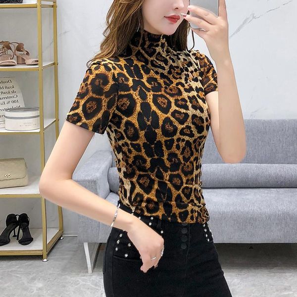 women's t-shirt summer european clothes fashion turtleneck leopard women ropa mujer cotton short sleeve tees 2021 t03004, White
women's t-shirt summer european clothes fashion turtleneck leopard women ropa mujer cotton short sleeve tees 2021 t03004, White