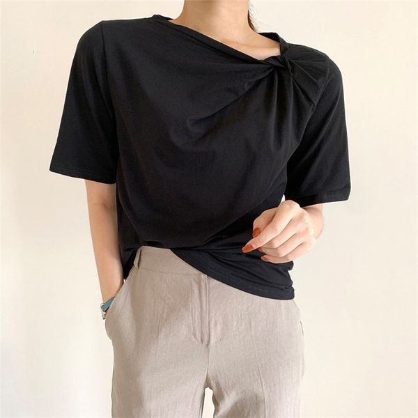 women's t-shirt chic gentle skew collar casual slim lady ol short sleeves stylish loose all match summer sweet t-shirts z, White
women's t-shirt chic gentle skew collar casual slim lady ol short sleeves stylish loose all match summer sweet t-shirts z, White