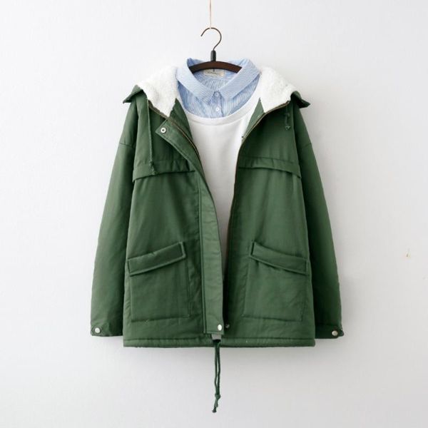 women's jackets casual army green cotton jacket oversize plus velvet hooded coat female 2021 autumn winter, Black;brown
women's jackets casual army green cotton jacket oversize plus velvet hooded coat female 2021 autumn winter, Black;brown