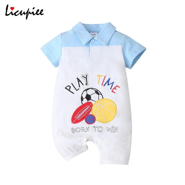 0-18 months boy baby boy\u2021s casual short sleeve jumpsuit summer cartoon ball letter printing turndown collar romper rompers, Blue
0-18 months boy baby boy\u2021s casual short sleeve jumpsuit summer cartoon ball letter printing turndown collar romper rompers, Blue