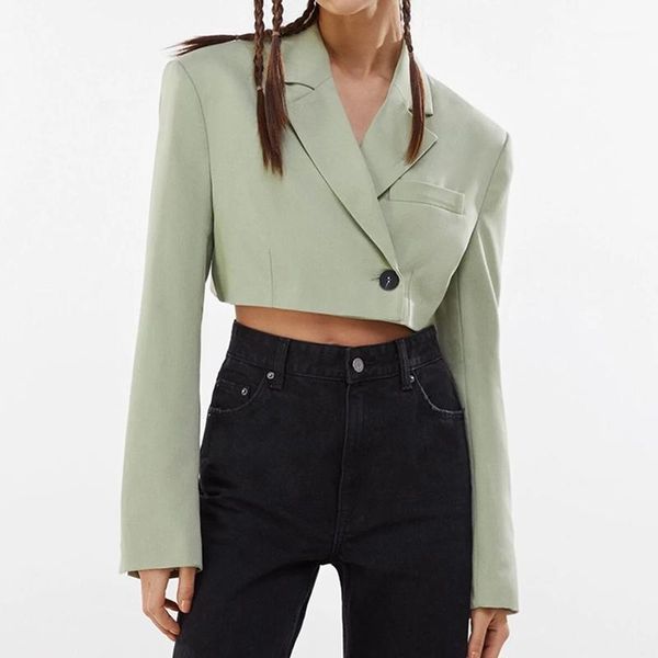 women's suits & blazers women 2021 fashion high waist short suit coat vintage female style buttoned long sleeves blouse business attire, White;black
women's suits & blazers women 2021 fashion high waist short suit coat vintage female style buttoned long sleeves blouse business attire, White;black
