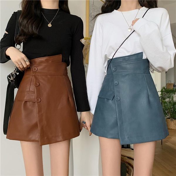 women's shorts 2021 design sense irregular pu leather skirt fall/winter oversize cover belly slim, White;black
women's shorts 2021 design sense irregular pu leather skirt fall/winter oversize cover belly slim, White;black