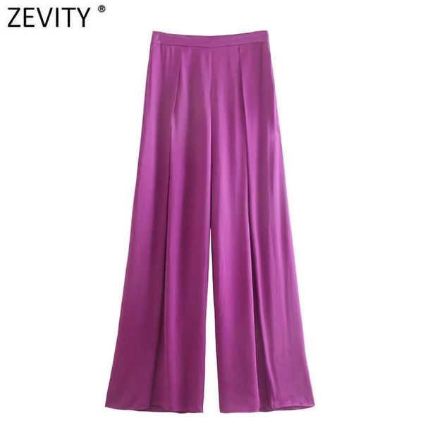 women's pants & capris zevity 2021 women fashion solid color pleats wide leg female chic side zipper casual summer satin long trousers, Black;white
women's pants & capris zevity 2021 women fashion solid color pleats wide leg female chic side zipper casual summer satin long trousers, Black;white