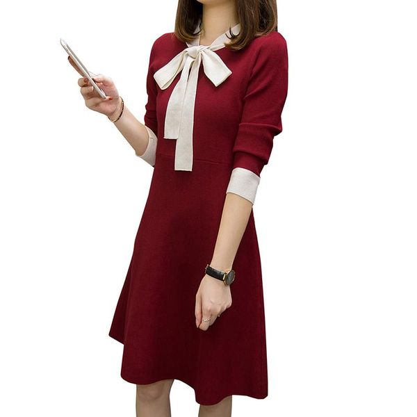casual dresses 2021 fall long sleeve knitted sweater dress bow vestido basic clothes women red black leisure knitwear, Black;gray
casual dresses 2021 fall long sleeve knitted sweater dress bow vestido basic clothes women red black leisure knitwear, Black;gray
