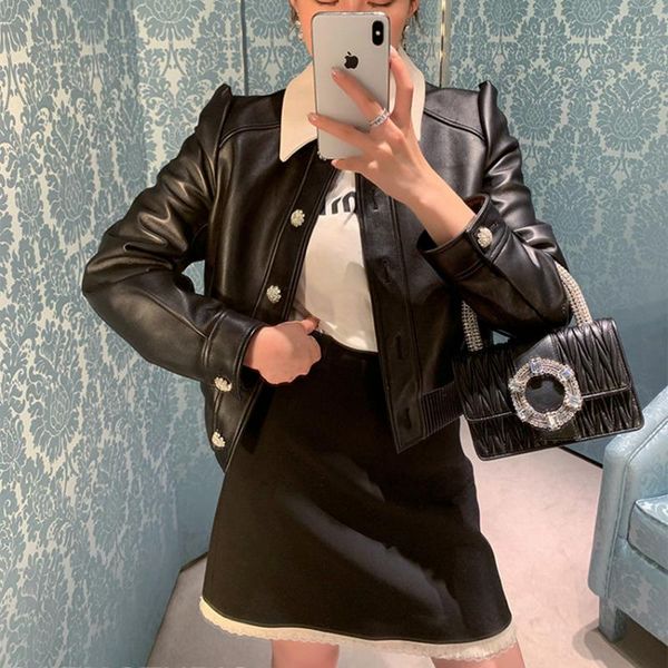 women's leather & faux coat natural 100% women sheepskin winter fashion genuine windcoat female outwear h909, Black
women's leather & faux coat natural 100% women sheepskin winter fashion genuine windcoat female outwear h909, Black
