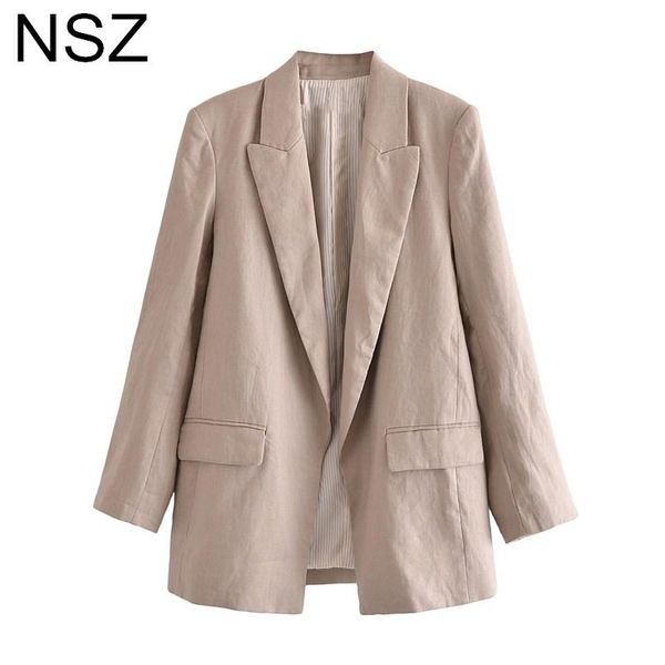 women solid cotton linen oversized blazer 2021 spring autumn casual suit jacket fashion ladies coat women's suits & blazers, White;black
women solid cotton linen oversized blazer 2021 spring autumn casual suit jacket fashion ladies coat women's suits & blazers, White;black