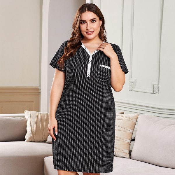 size shiying large dress printing contrast color fat mm household clothes women's spring and summer short sleeve pajamas women, Black;red
size shiying large dress printing contrast color fat mm household clothes women's spring and summer short sleeve pajamas women, Black;red