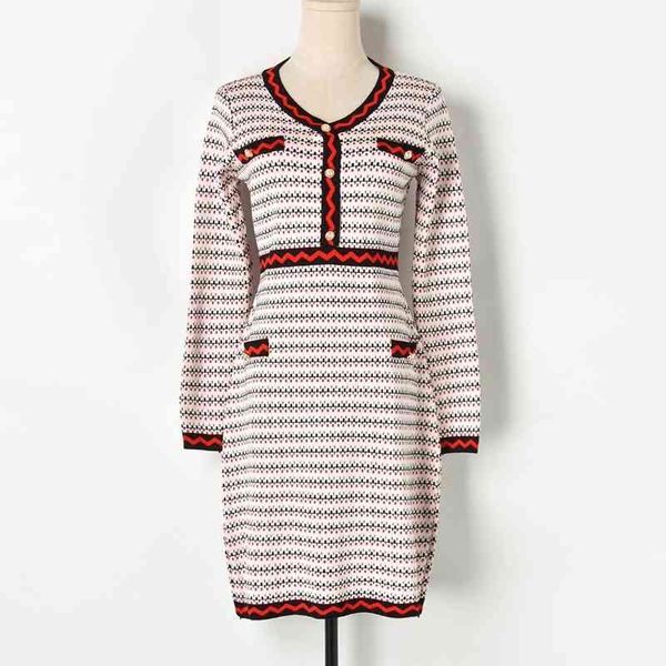 women knitted dress v neck white black red long sleeve elegant knee length autumn d1354 210514, Black;gray
women knitted dress v neck white black red long sleeve elegant knee length autumn d1354 210514, Black;gray