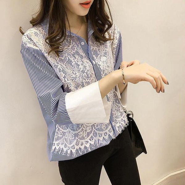 womens fashion 2021 striped lace shirt women long sleeve blouse korean woman clothes women's blouses & shirts, White
womens fashion 2021 striped lace shirt women long sleeve blouse korean woman clothes women's blouses & shirts, White