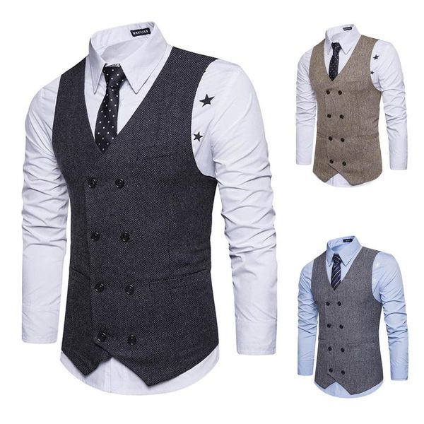 men's vests casual suit vest sleeveless double-breasted formal jacket steampunk style wedding man waistcoat dress for men, Black;white
men's vests casual suit vest sleeveless double-breasted formal jacket steampunk style wedding man waistcoat dress for men, Black;white