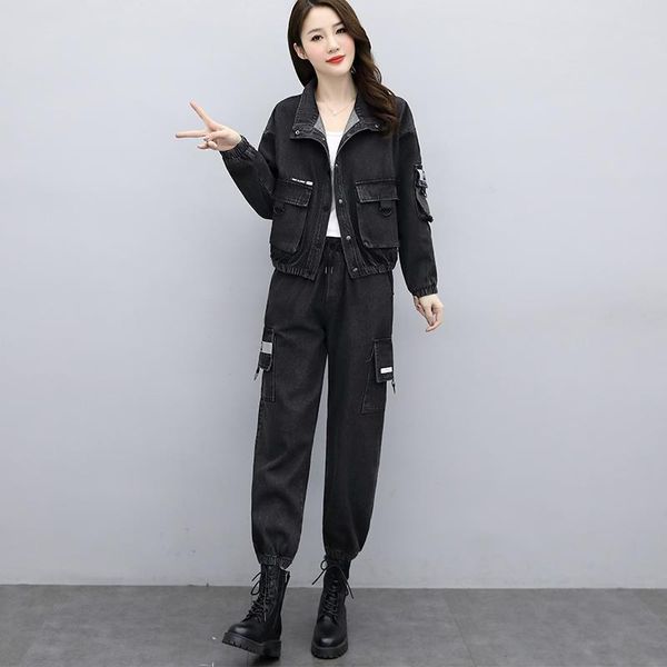 women's two piece pants spring autumn women fashion suits streetwear denim suit long sleeve + high waist jeans casual sets x326, White
women's two piece pants spring autumn women fashion suits streetwear denim suit long sleeve + high waist jeans casual sets x326, White