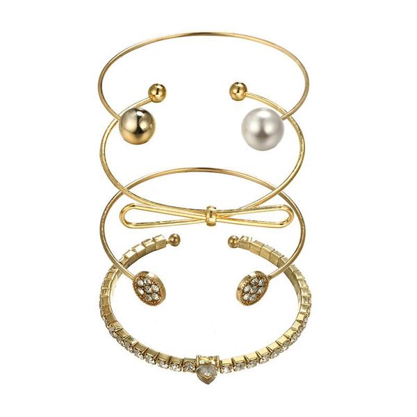 4 pcs/set bow heart shaped diamond pearl ball open bangle bracelet adjustable multilayer bracelet set for women girls gift, Golden;silver
4 pcs/set bow heart shaped diamond pearl ball open bangle bracelet adjustable multilayer bracelet set for women girls gift, Golden;silver