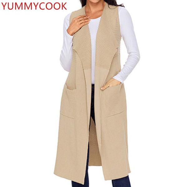women's sweaters 2021 stylish simplicity wool cardigan sleeveless knit tank jacket female autumn medium long solid color coat women clo, White;black
women's sweaters 2021 stylish simplicity wool cardigan sleeveless knit tank jacket female autumn medium long solid color coat women clo, White;black