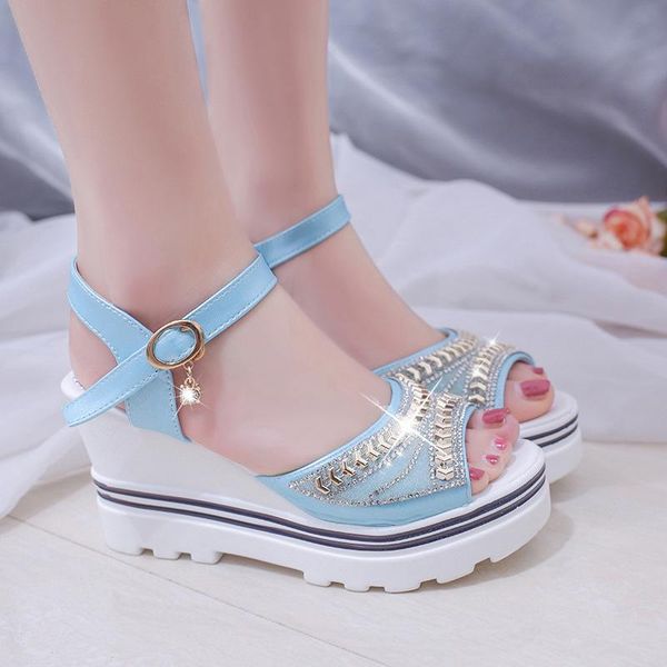women fish mouth buckle wedge sandals flat bottom platform shoes waterproof thick, Black
women fish mouth buckle wedge sandals flat bottom platform shoes waterproof thick, Black