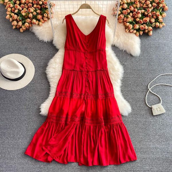 casual dresses seaside holiday v-neck red dress girl summer lace hook flower vest women national beach long, Black;gray
casual dresses seaside holiday v-neck red dress girl summer lace hook flower vest women national beach long, Black;gray