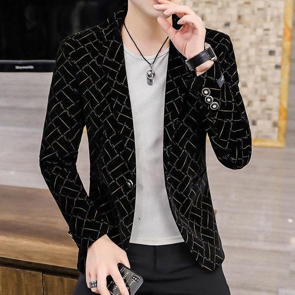 men's suits & blazers 2022 autumn printed core velvet blazer youth slim handsome, White;black
men's suits & blazers 2022 autumn printed core velvet blazer youth slim handsome, White;black