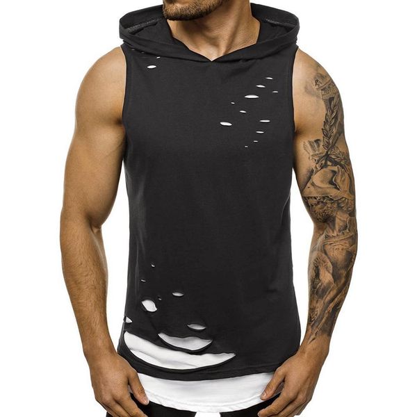 men summer stylish double layer ripped sleeveless vest sports hoodie blouse round neck sports fitness vest workout bodybuilding, White
men summer stylish double layer ripped sleeveless vest sports hoodie blouse round neck sports fitness vest workout bodybuilding, White