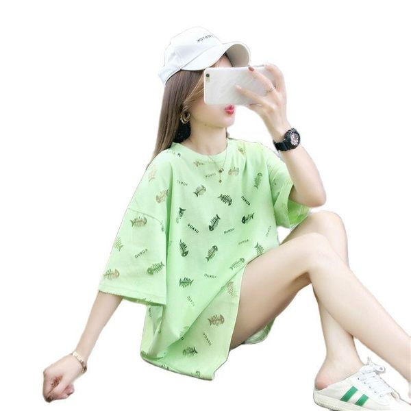 women's t-shirt 2021 summer round neck casual loose mid-length shirt cool short-sleeved women, White
women's t-shirt 2021 summer round neck casual loose mid-length shirt cool short-sleeved women, White