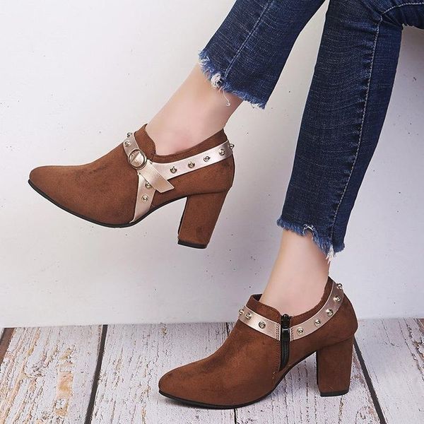 boots spring autumn ankle high heels women shoes for female rivet buckle daily ladies flock short plus size, Black
boots spring autumn ankle high heels women shoes for female rivet buckle daily ladies flock short plus size, Black
