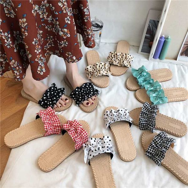 slippers women elegant faux hemp cotton fabric ruffles upper polka dot plaid print casual outdoor slides lovely ladies shoes bnmz, Black
slippers women elegant faux hemp cotton fabric ruffles upper polka dot plaid print casual outdoor slides lovely ladies shoes bnmz, Black