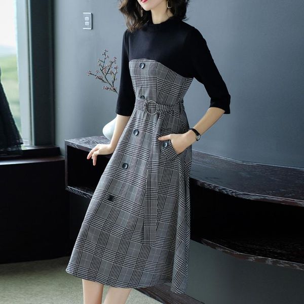 elegant korean women plaid midi dress casual office ladies work wear belt slim patchwork a line dresses japanses clothes summer, Black;gray
elegant korean women plaid midi dress casual office ladies work wear belt slim patchwork a line dresses japanses clothes summer, Black;gray