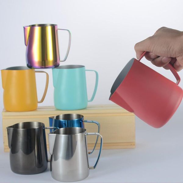 coffee pots stainless steel milk frothing jug colorful espresso pitcher barista craft latte tools
coffee pots stainless steel milk frothing jug colorful espresso pitcher barista craft latte tools