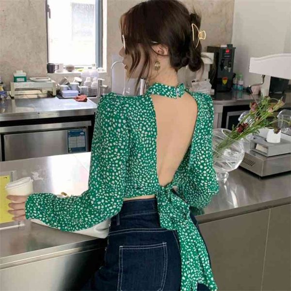 backless green chiffon floral print women blouse shirt o neck puff long sleeve short bloused lace up ladies blusas 210519, White
backless green chiffon floral print women blouse shirt o neck puff long sleeve short bloused lace up ladies blusas 210519, White