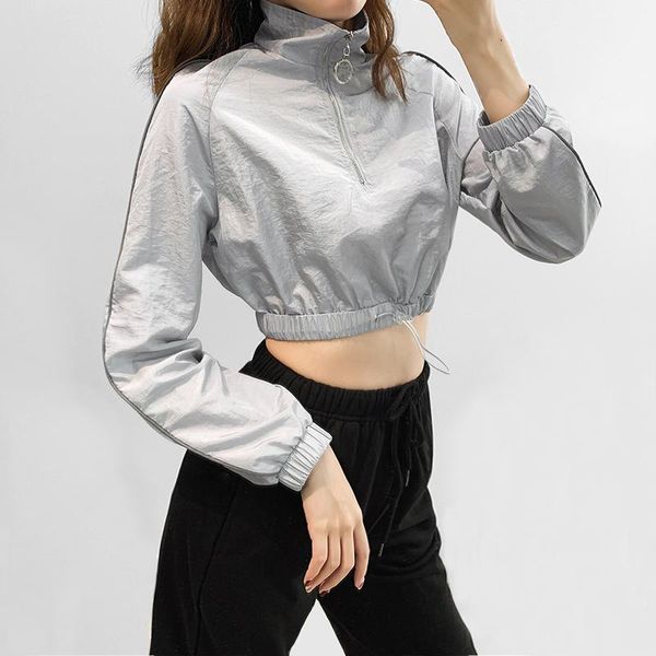 women's hoodies & sweatshirts women half zip reflective trim tracksuit with drawstring hem crop sweatshirt, Black
women's hoodies & sweatshirts women half zip reflective trim tracksuit with drawstring hem crop sweatshirt, Black