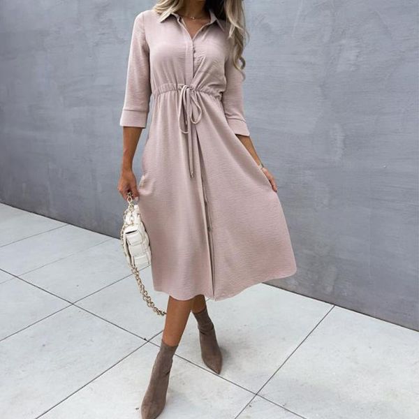 casual dresses 2021 women's long-sleeved simple solid color party dress button lapel temperament elegant drawstring slim shirt, Black;gray
casual dresses 2021 women's long-sleeved simple solid color party dress button lapel temperament elegant drawstring slim shirt, Black;gray