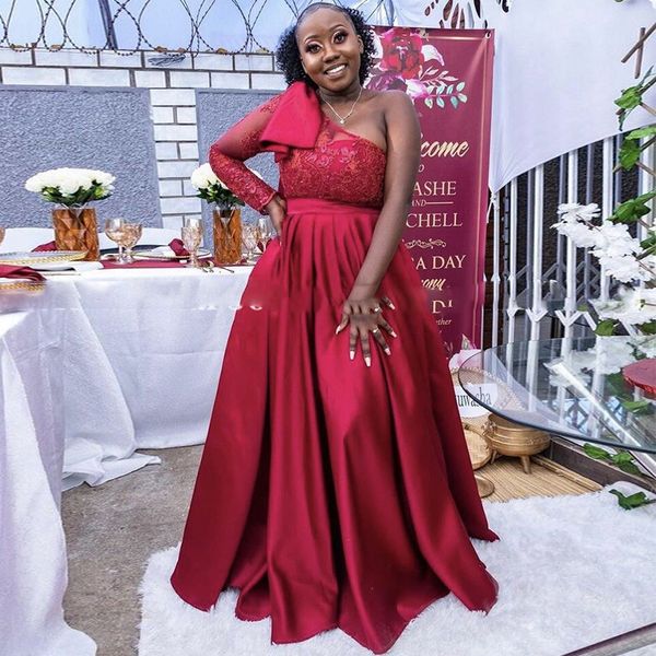 sheer one long sleeve lace prom dresses with bow knot plus size red satin a-line women evening party formal gowns, Black
sheer one long sleeve lace prom dresses with bow knot plus size red satin a-line women evening party formal gowns, Black