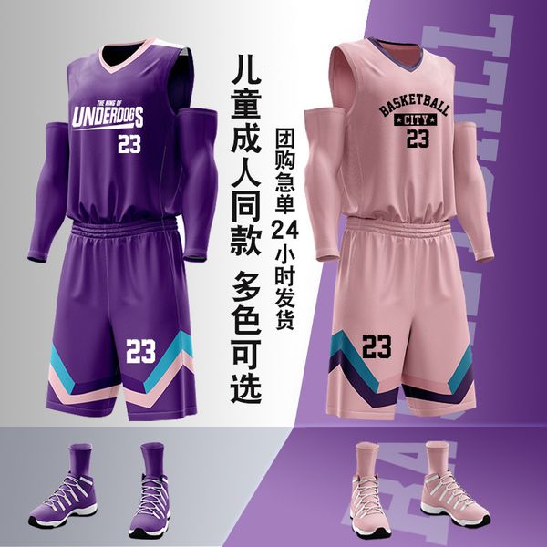 purple pink shirt basketball men's sports competition training team s suit printing, Gray 
purple pink shirt basketball men's sports competition training team s suit printing, Gray