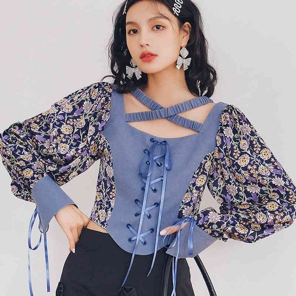 ladies clothing blouse lantern sleeve floral design elastic tie spring chic casual loose shirt 210510, White
ladies clothing blouse lantern sleeve floral design elastic tie spring chic casual loose shirt 210510, White