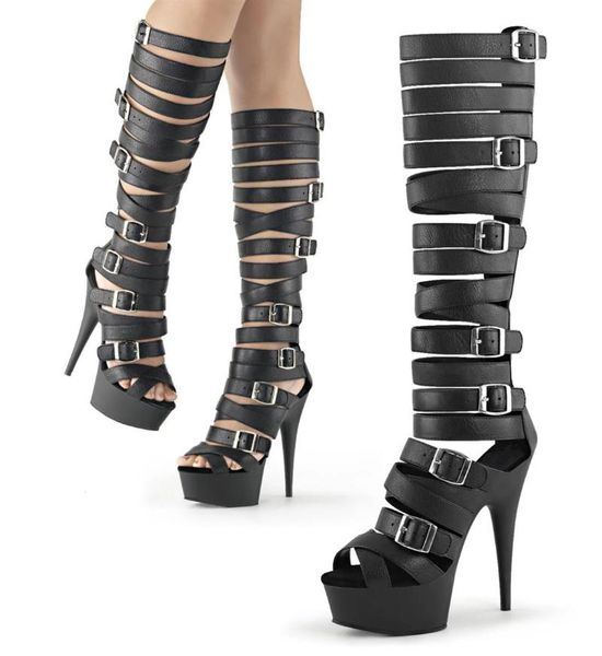 boots 15cm hollow belt buckle, high-heeled steel pipe dance boots, thin heeled fashion high tube, Black
boots 15cm hollow belt buckle, high-heeled steel pipe dance boots, thin heeled fashion high tube, Black