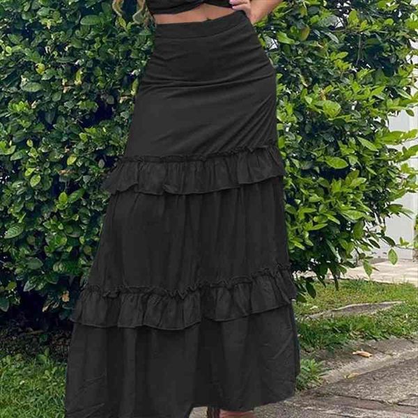 summer casual high waist women skirts pleated ruffled hem loose long streetwears oversized femme, Black
summer casual high waist women skirts pleated ruffled hem loose long streetwears oversized femme, Black