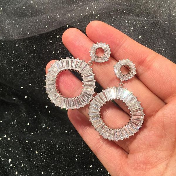 dangle & chandelier white transparent earrings micro-inlaid with irregular circle concave and convex waves elegant atmospheric, Silver
dangle & chandelier white transparent earrings micro-inlaid with irregular circle concave and convex waves elegant atmospheric, Silver