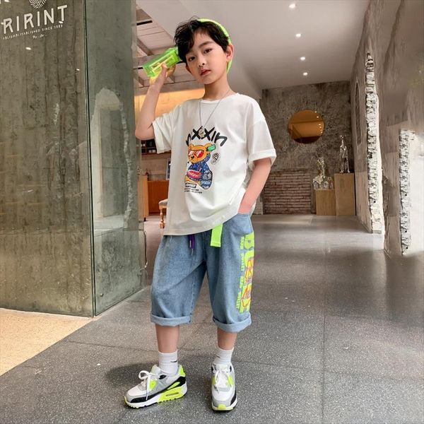 boys outfits set cartoon little bear printed summer t shirt denim shorts 2pcs children clothing clothes suit, White
boys outfits set cartoon little bear printed summer t shirt denim shorts 2pcs children clothing clothes suit, White