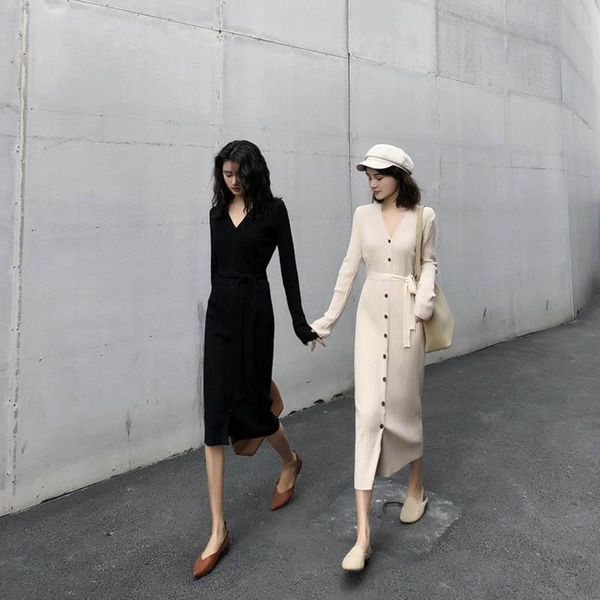 casual dresses women maxi dress v-neck long autumn vintage single breasted knit sleeve, Black;gray
casual dresses women maxi dress v-neck long autumn vintage single breasted knit sleeve, Black;gray