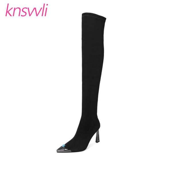 boots metal jewels pointed toe thigh high women suede stretch over the knee strange style heel runway shoes woman, Black
boots metal jewels pointed toe thigh high women suede stretch over the knee strange style heel runway shoes woman, Black