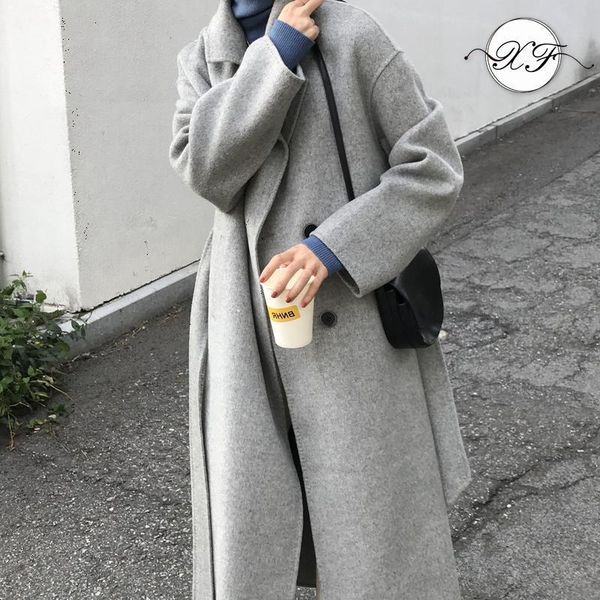 women's wool & blends double sided coat autumn winter 2021 loose breasted mid length over knee tweed, Black
women's wool & blends double sided coat autumn winter 2021 loose breasted mid length over knee tweed, Black