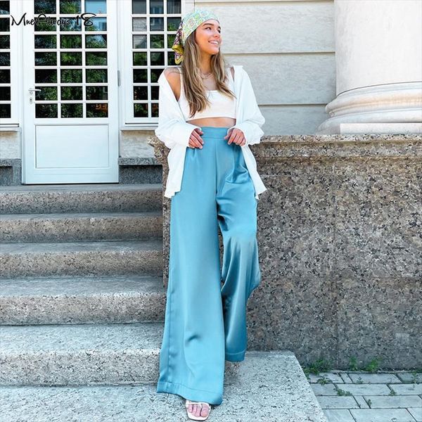 elegant high waist trousers womens pant wide leg pleated long zipper satin autumn office, Black;white
elegant high waist trousers womens pant wide leg pleated long zipper satin autumn office, Black;white